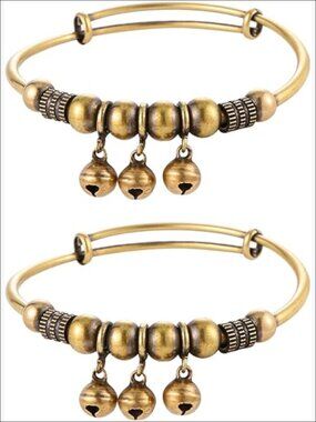 Vintage Copper Retro Bell Bracelet Adjustable Push-Pull Mechanism